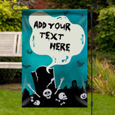 Lofaris Personalized Blue Black Cemetery Halloween Garden Flag